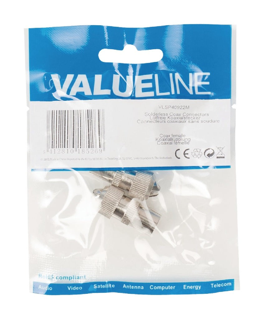 Valueline vlsp40922m unsoldered coax connectors coax female metal