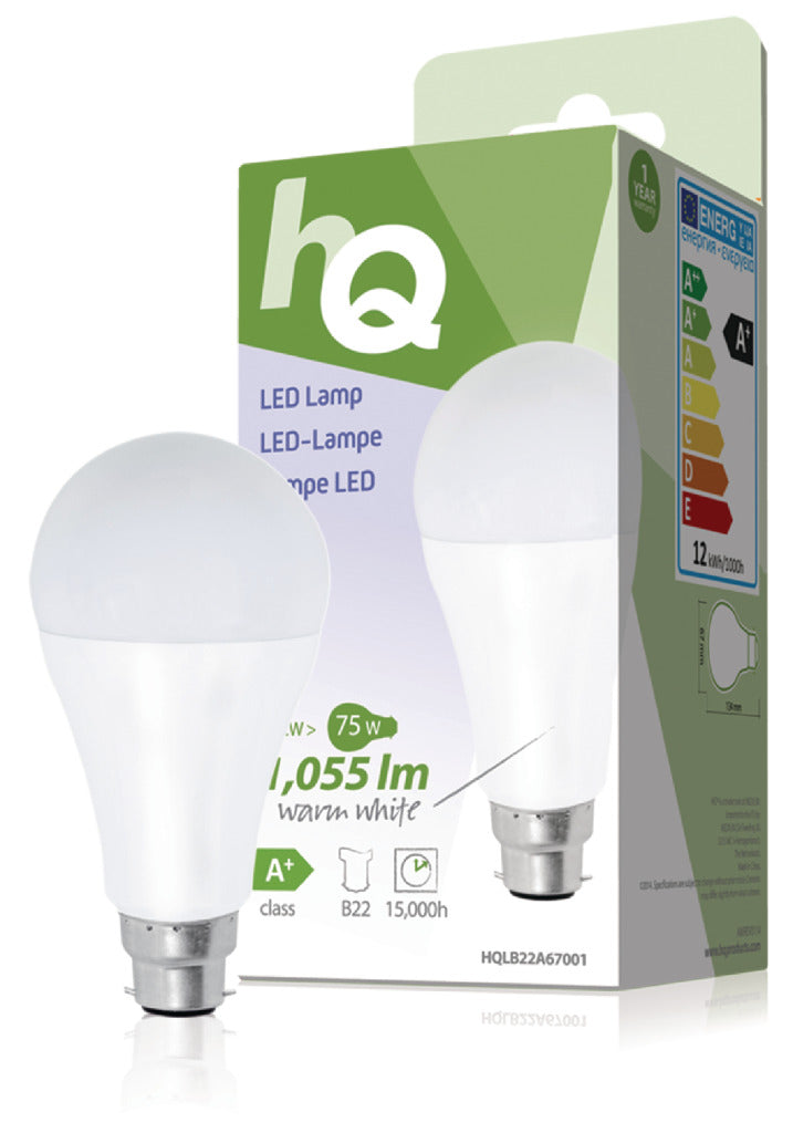 HQ LB22A67001 A67 B22 12W (75W) lampe LED
