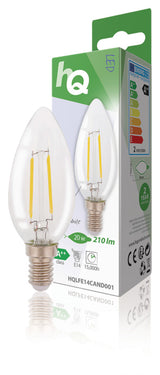 Hq lfe14cand001 led retro filament lamp e14 candle 2 w 210 lm 2700 k