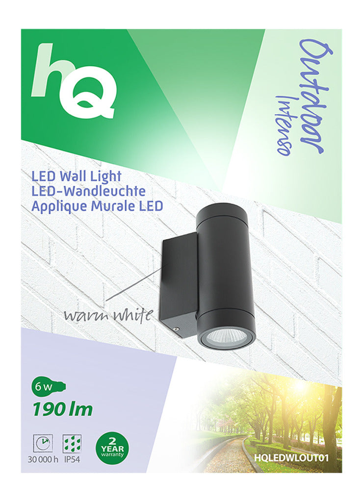 Hq ledwlout01 led outdoor wall lamp 6 w 190 lm black