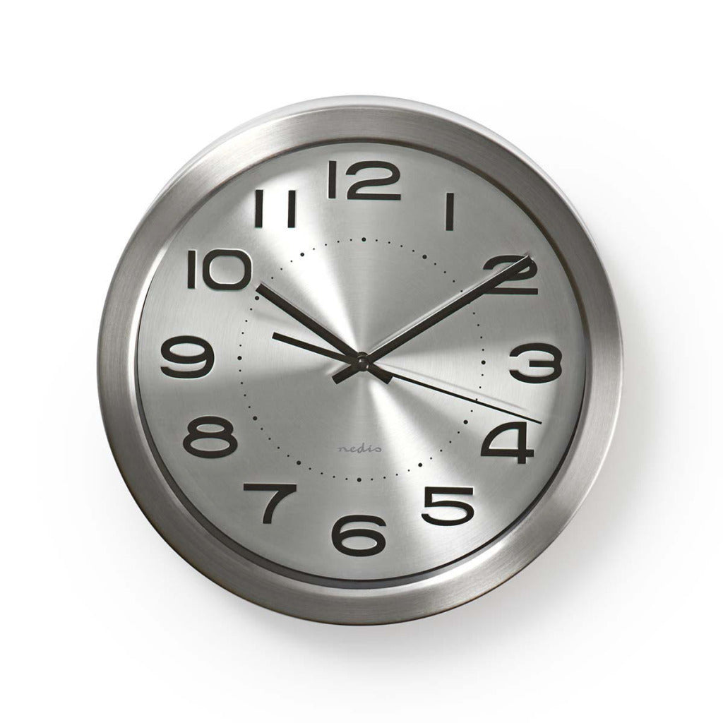 Nedis CLWA010MT30SR Round wall clock Diameter 30 cm stainless steel