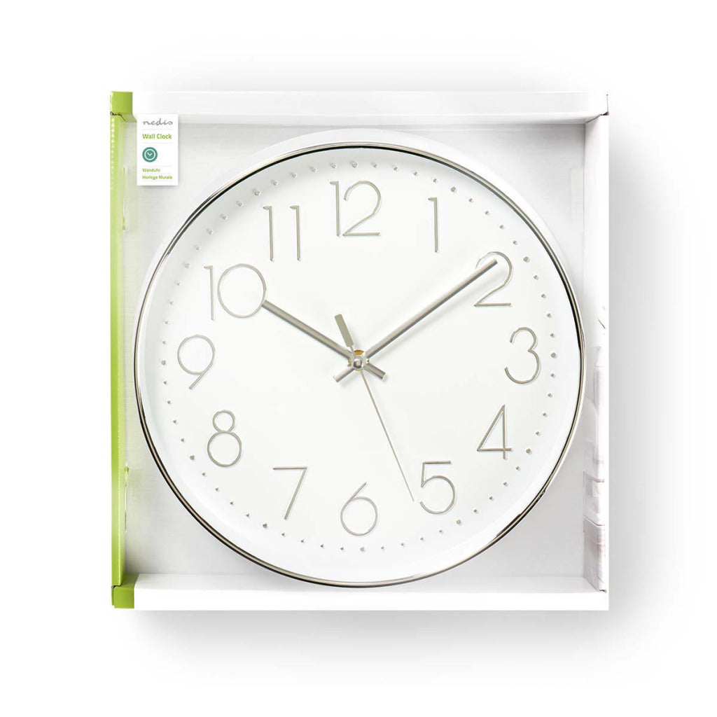 Nedis Clwwa015PC30s Ronn Wand Auer Duerchmiesser 30 cm wäiss Sëlwer