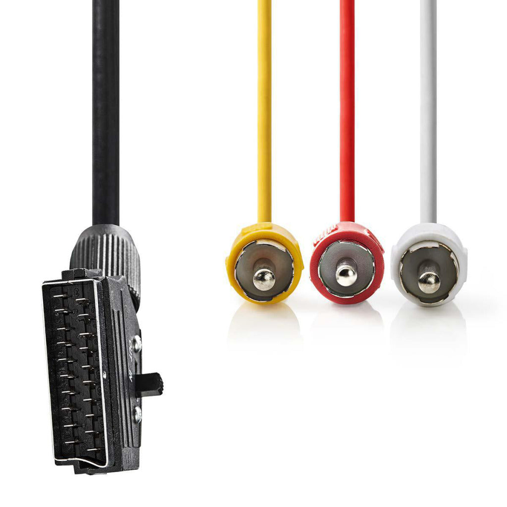 NEDIS CVGP3130BK10 SWITCHABLE SCART CABLE SCART MALE - 3x RCA Samec 1,0 m černá