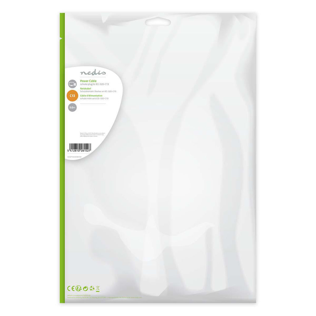 Nedis cegp10030bk50 voedingskabel schuko male - iec-320-c13 5,0 m zwart