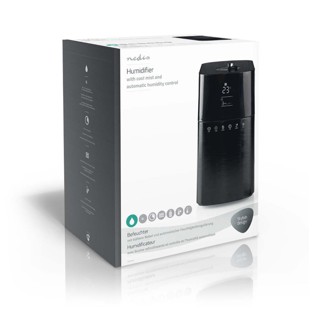 Nedis humi130cbk humidifier 6 l hygrometer remote control black