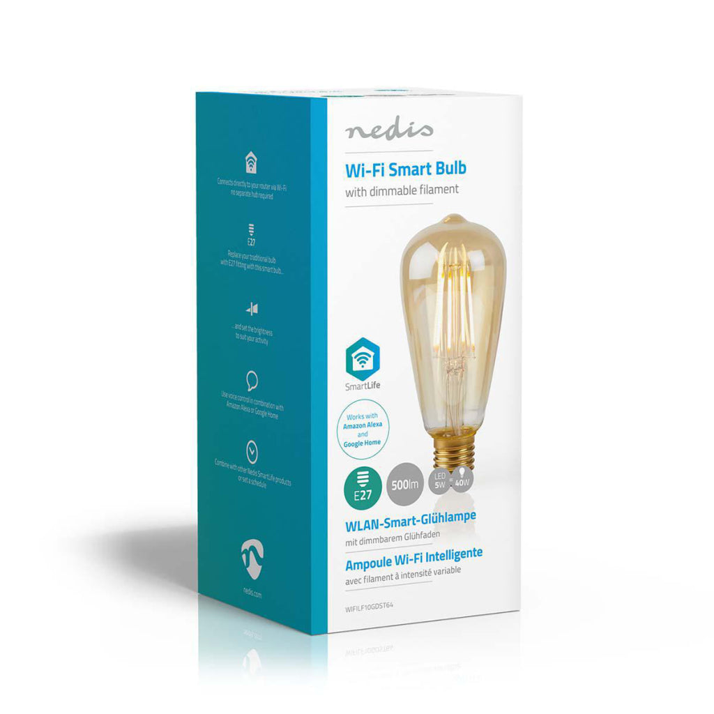 Nedis wifilf10gdst64 wi-fi smart led lamp with filament e27 st64 5 w 500 lm