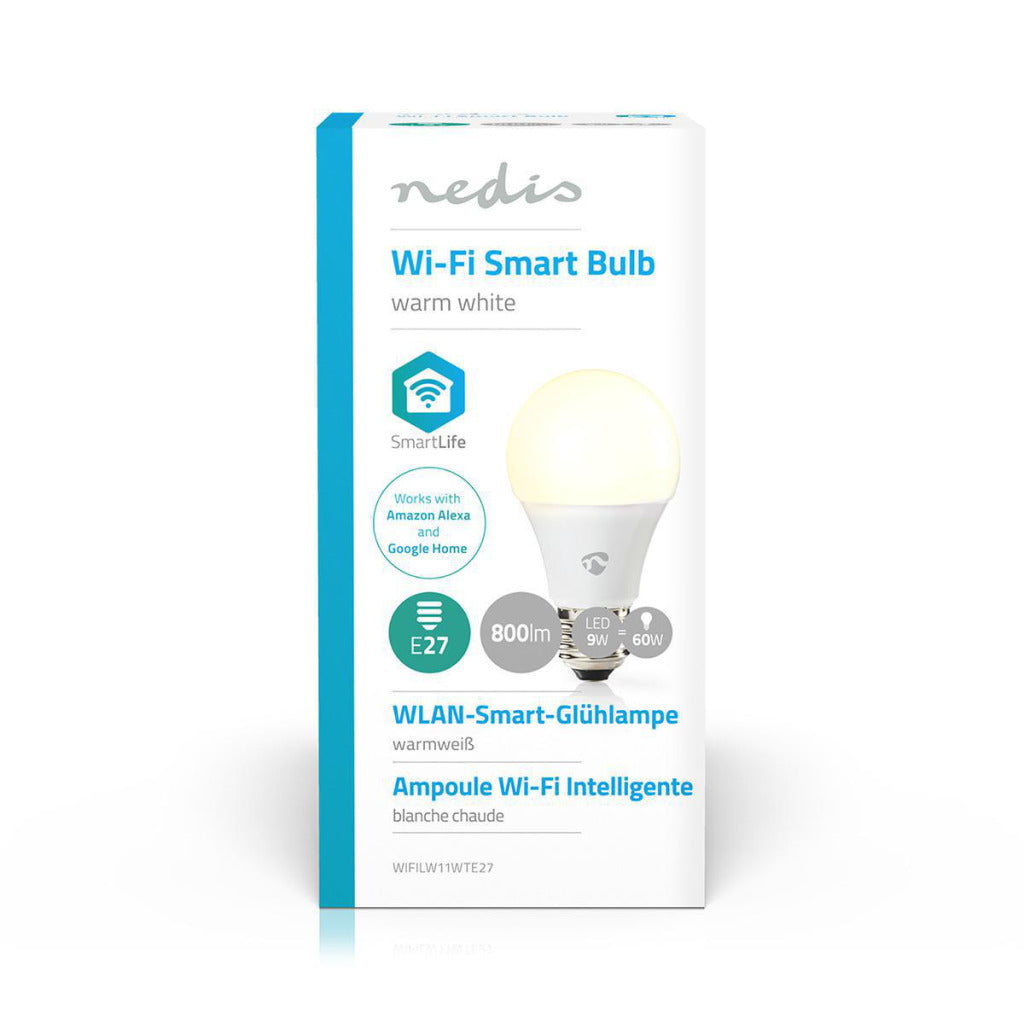 Nedis wifilw11wte27 wifi inteligentna żarówka led ciepła biała e27