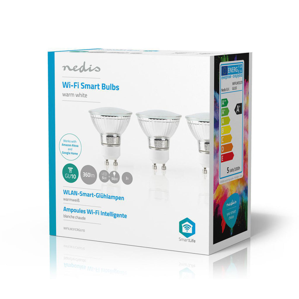 Nedis Wifilw31crgu10 Wi-Fi LED LED Smart LED WALD WHITE GU10 3-pack
