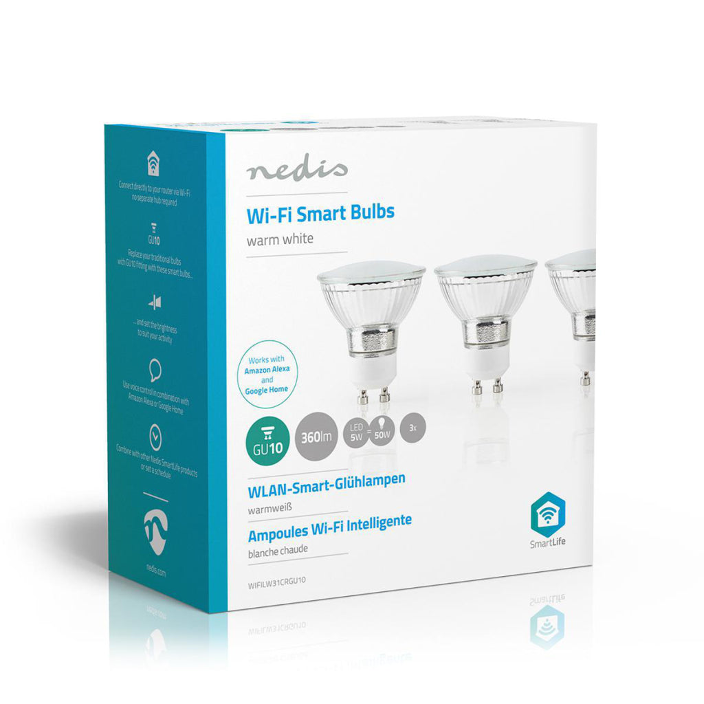 Nedis Wifilw31crgu10 Wi-Fi LED LED Smart LED WALD WHITE GU10 3-pack