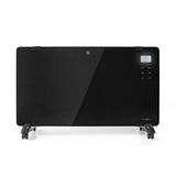 Nedis HTPL20FBK Steklena plošča Convector štedilnik Termostat LCD zaslon 2 ogrevalna stojala, ki stojijo v steni 2000 w črna