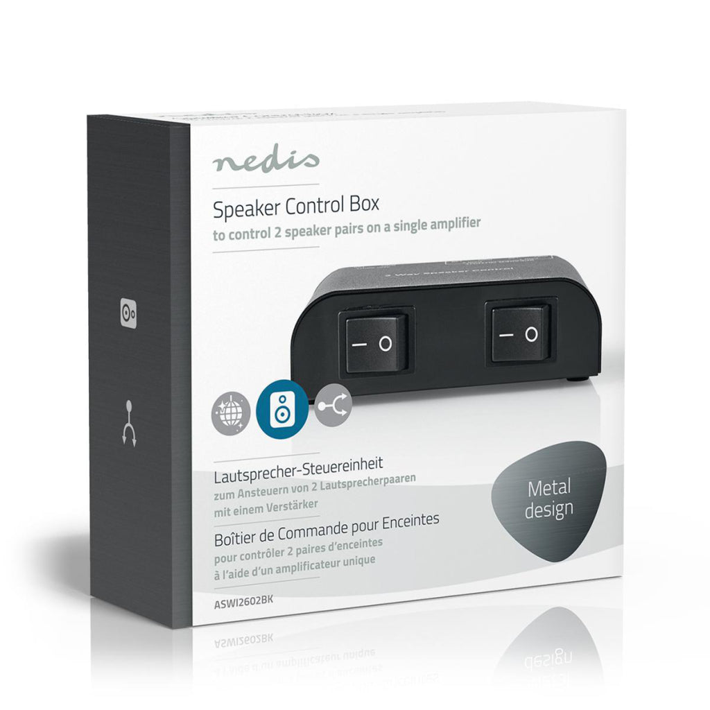 Nedis aswi2602bk speaker switch 2 ports clamp connection black