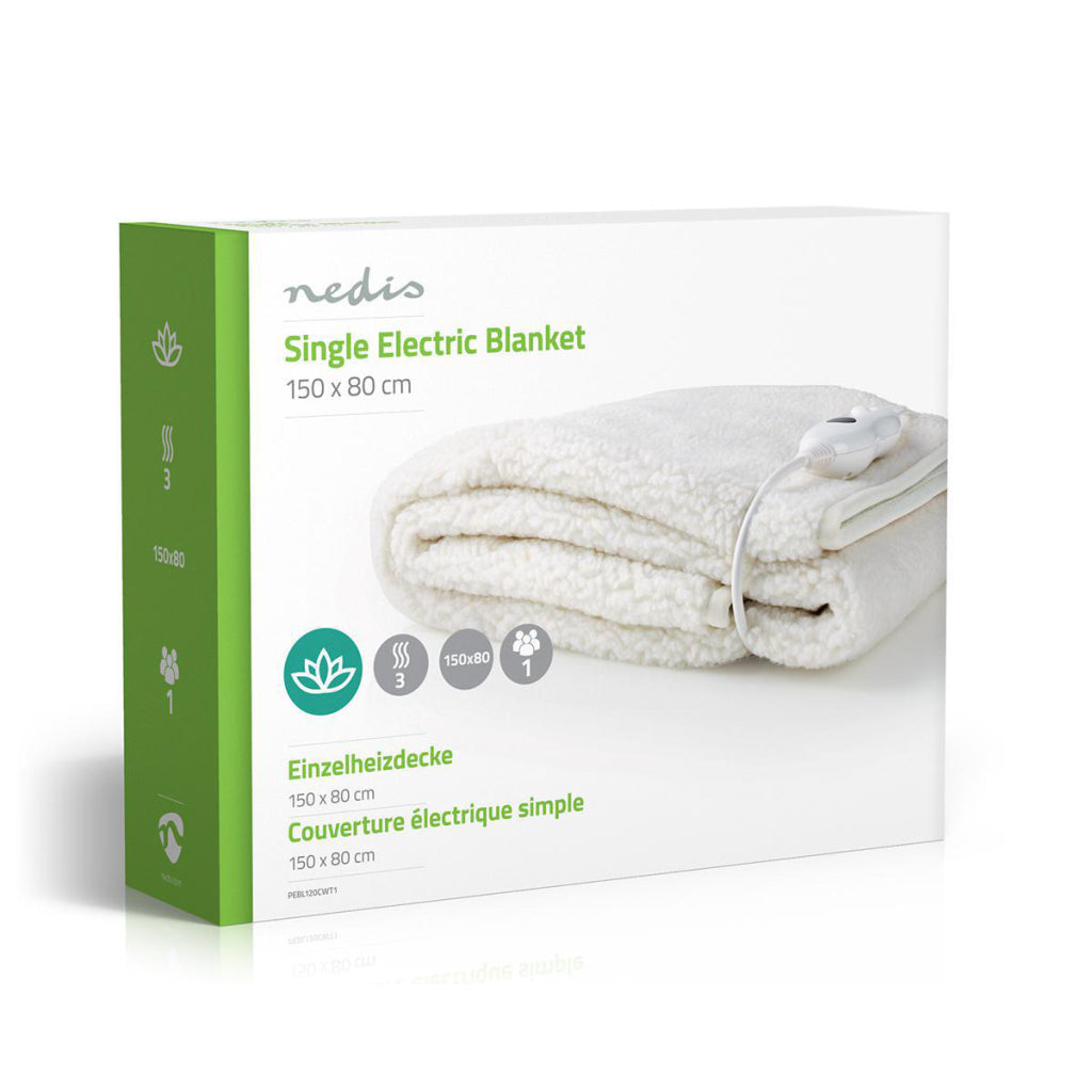 Nedis PEBL120CWT1 Electric blanket Onderstop 150 x 80 cm 3 Heat Settings Indicator Light Overs Protection