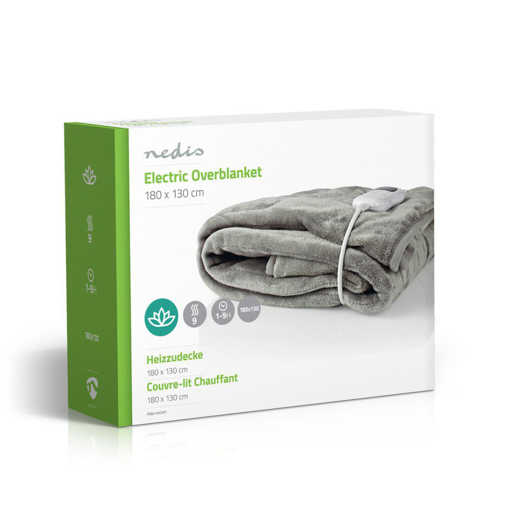 Nedis PEBL140CWT Coperta elettrica superiore coperta superiore 180 x 130 cm 9 file di calore Indicatore di surriscaldamento della luce protezione