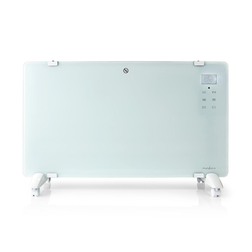 Nedis Wifihtpl20fwt smart convector stove with Wi-Fi Thermostat Glass front panel 2000 W white
