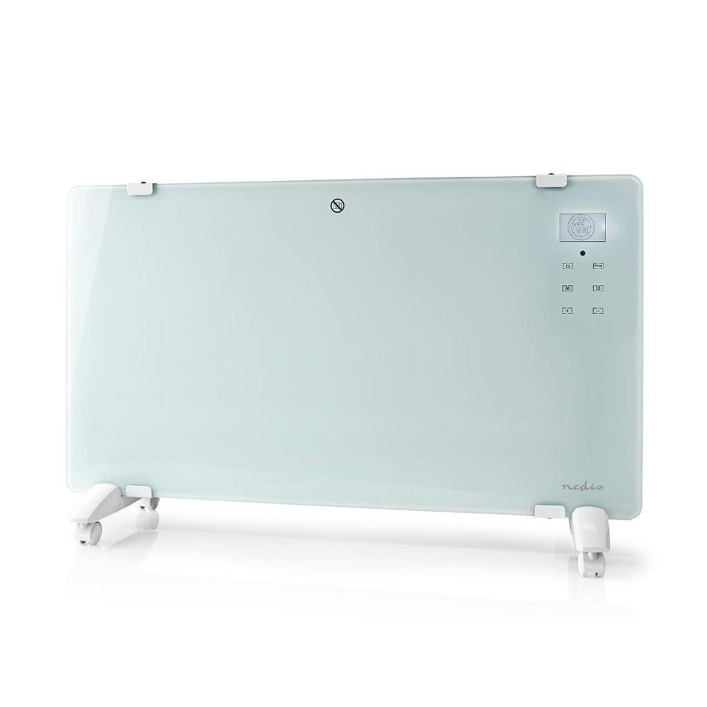 Nedis Wifihtpl20fwt smart convector stove with Wi-Fi Thermostat Glass front panel 2000 W white