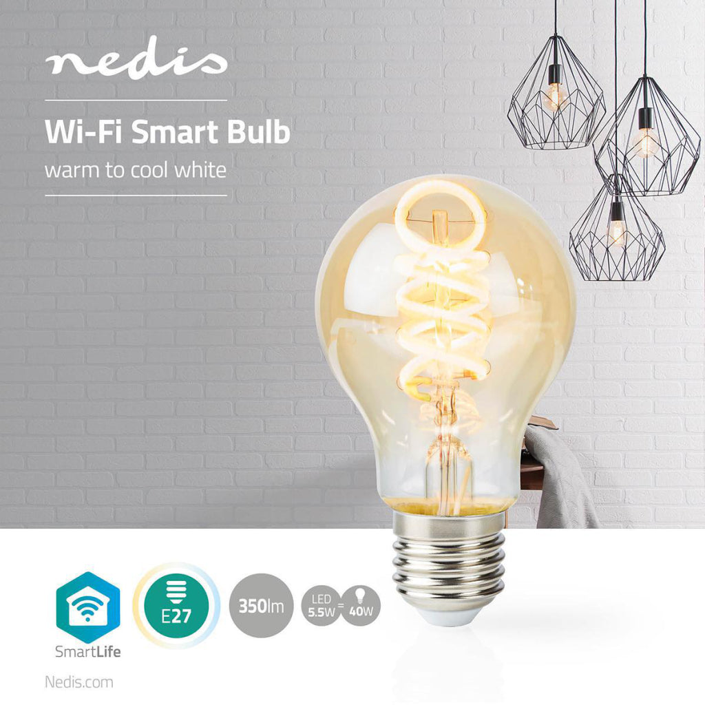 Nedis WiFilt10GDA60 Wi-Fi da caldo a fresco lampada di rimpatrio a LED bianco trasformato E27 A60 5,5 W 350 LM