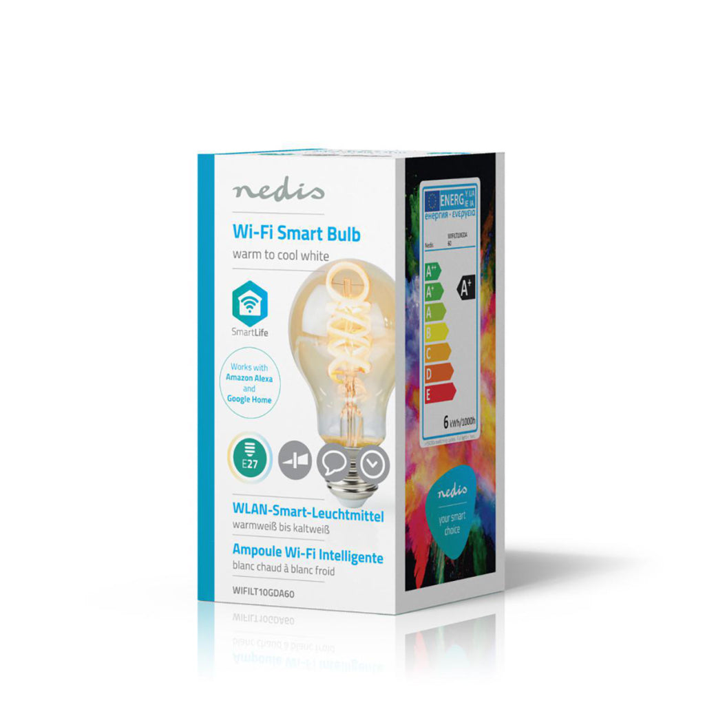 Nedis WiFilt10GDA60 Wi-Fi da caldo a fresco lampada di rimpatrio a LED bianco trasformato E27 A60 5,5 W 350 LM
