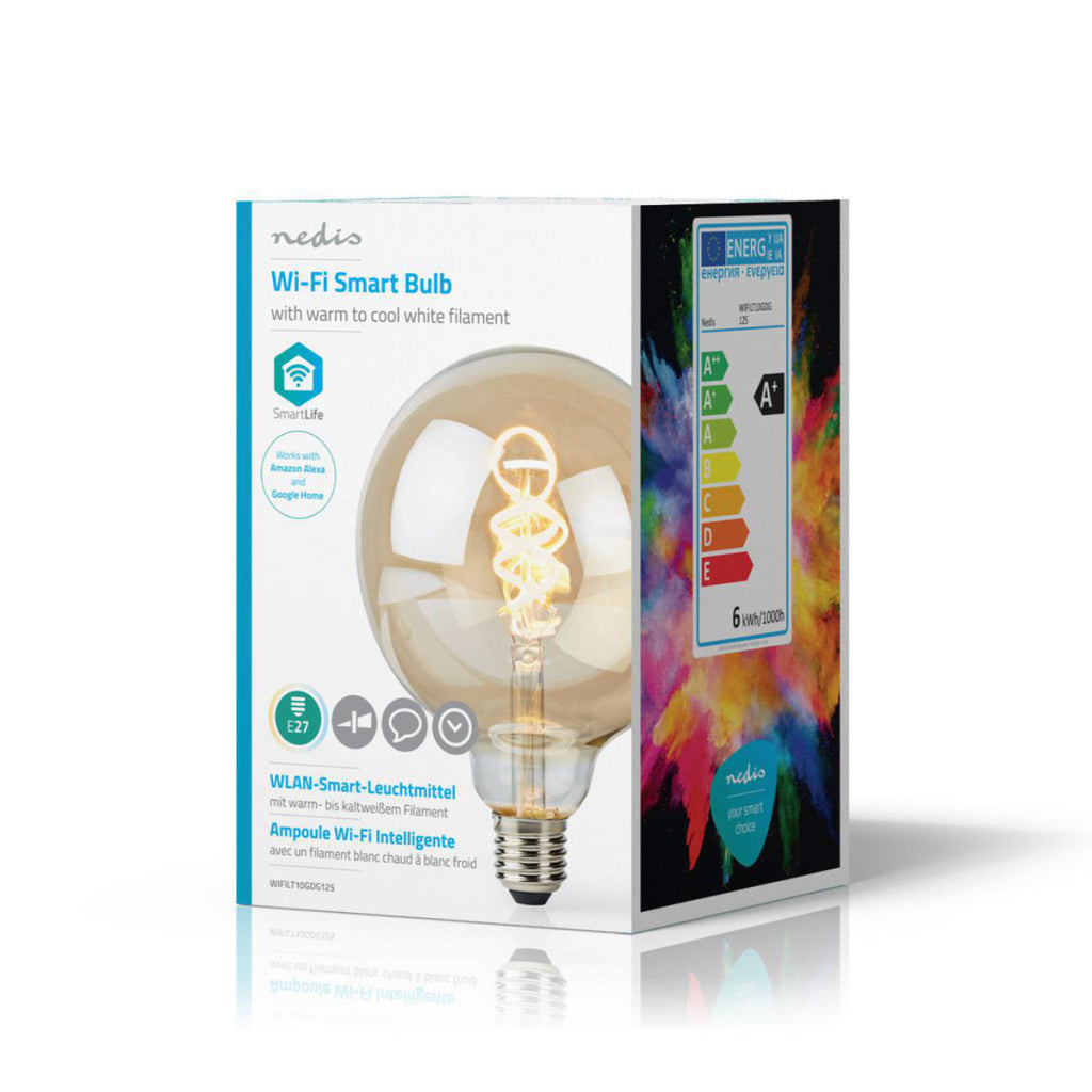 Nedis WiFilt10GDG125 Wi-Fi caldo a fresco filitlamp a LED bianco trasformato E27 G125 5,5 W 350 LM