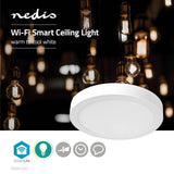 Nedis Wifilaw20WT Wi-Fi Smart ceiling lamp around Oslash; 30 cm warm to cool white 1200 lm 18 W slim design aluminum