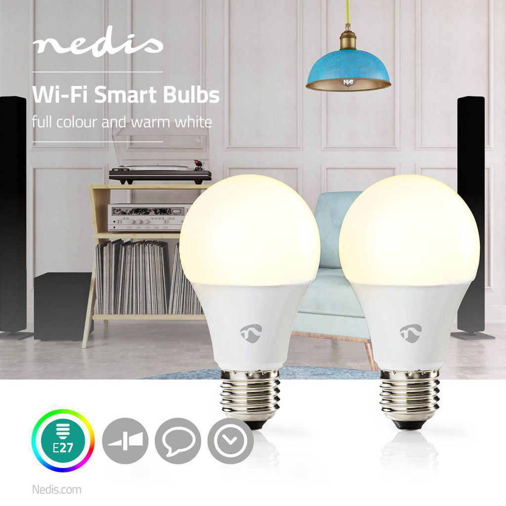 Nedis Wifilc21WTE27 Wi-Fi LED lamps Full-Color and Warm-White E27 2-Pack