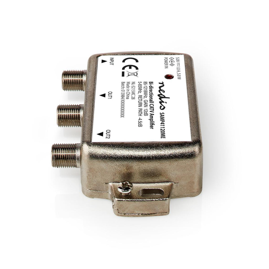 Nedis Samp41120me Catv amplifier max. 9 dB gain 85 - 1218 MHz 2 outputs return channel -4.5 dB 5 - 65 MHz f