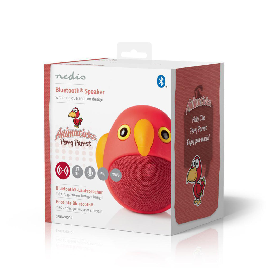 NEDIS SPBT4100RD Animaticks Bluetooth haut-parleur 3 heures Temps de jeu Hands - Calling Free Perry Parrot