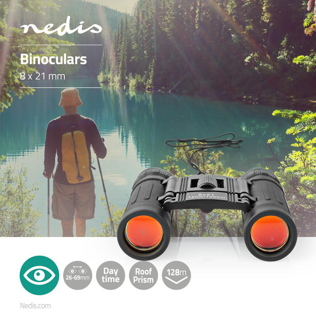 Nedis SCBI1000BK Binoculars 8x Vision 128 M + Rejsetaske Sort