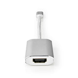 Nedis CCTB64680AAL02 USB adapter USB 3.2 Gen 1 USB Type-C trgovina; Trgovina s moškim HDMI; Priključek 0,20 m zaokrožena pletena najlonska srebrna okenska okna