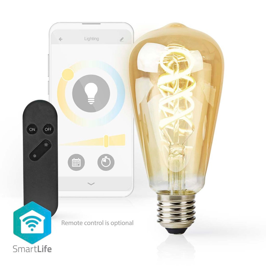 Nedis Wi-Fi LRT10ST64 SmartLife LED Filamentlampe Wi-Fi E27 360 lm 4,9 W waarm bis Cool White 1800 - 6500 K Glas Android Handel; ios st64