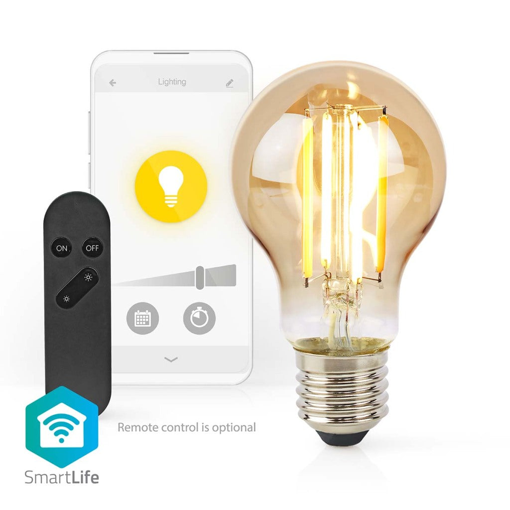 Nedis WiFiLRF10A60 SmartLife LED Filament Lamp Wi-Fi E27 806 lm 7 W Warm White Glass Android iOS Pear
