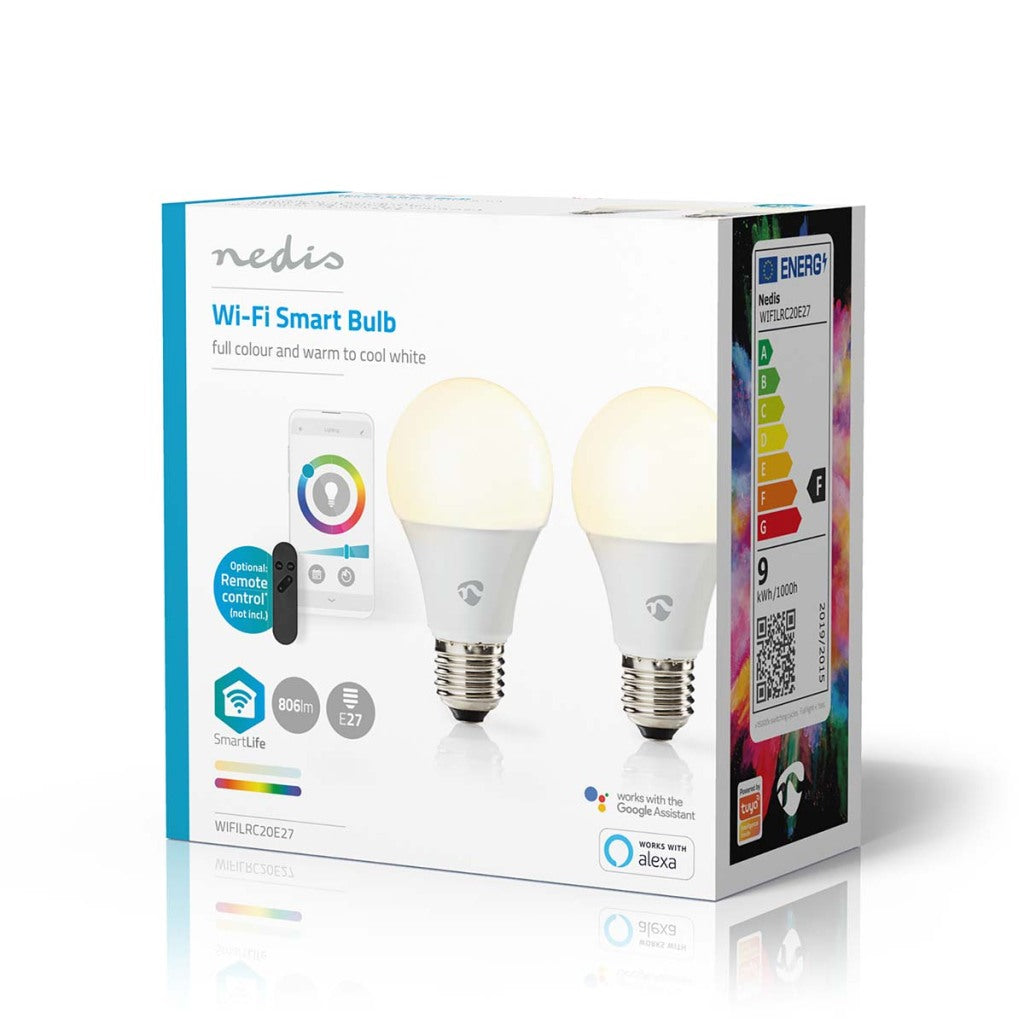 Nedis WifilrC20E27 Smartlife Multicolour lamp Wi-Fi E27 806 Lm 9 W RGB Warm to Cool White Android Trade; iOS pear