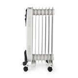Nedis htoi30wt7 mobile oil radiator 600 900 1500 w 7 fins adjustable thermostat 3 heat settings tip-over prevention white