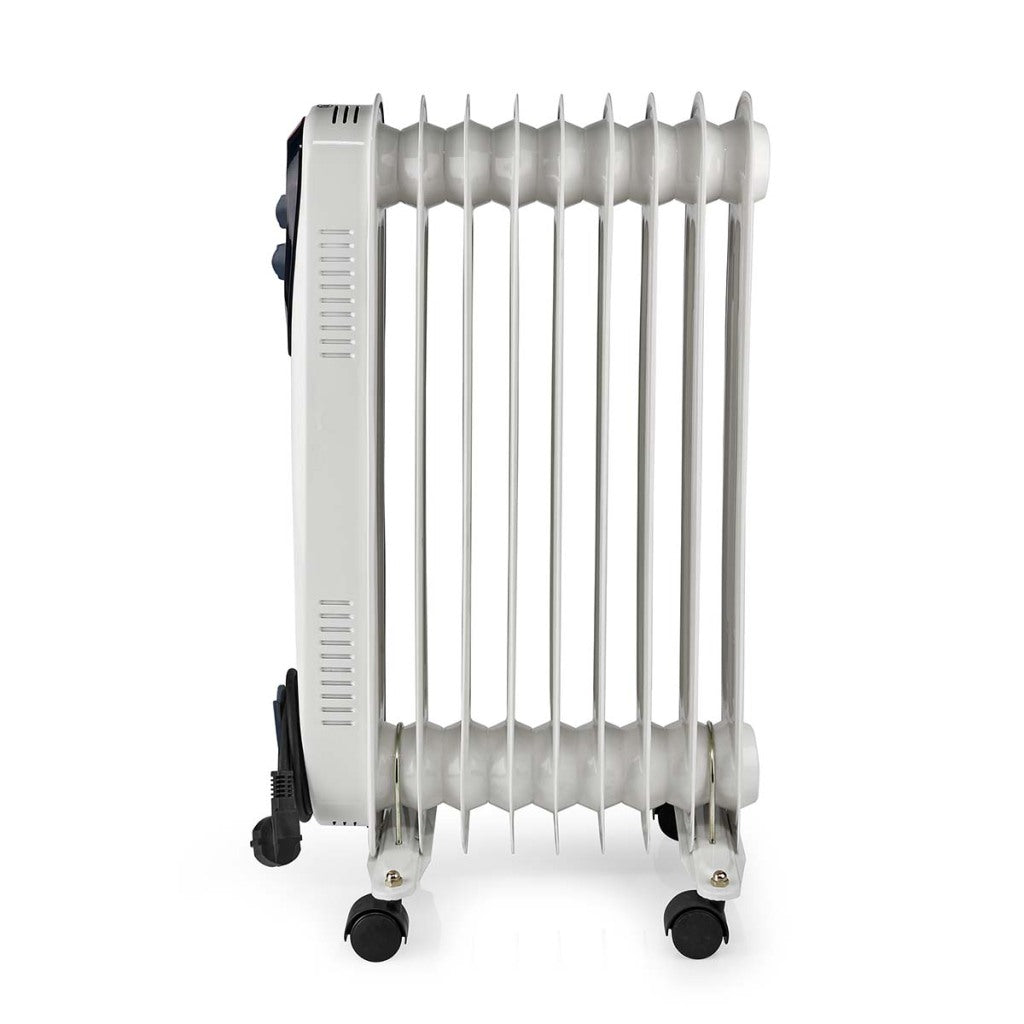 Nedis HTOI30WT9 Mobil Oil Radiator 800 1200 2000 W 9 FINS Justerbar termostat 3 Varmpositioner Omval Forebyggelse Hvid