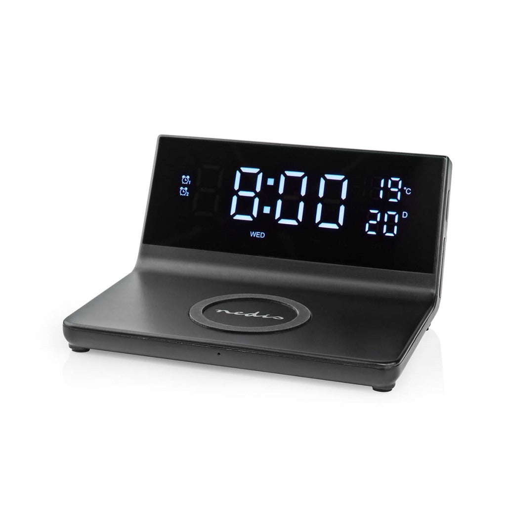 Nedis alarm clock with wireless charger