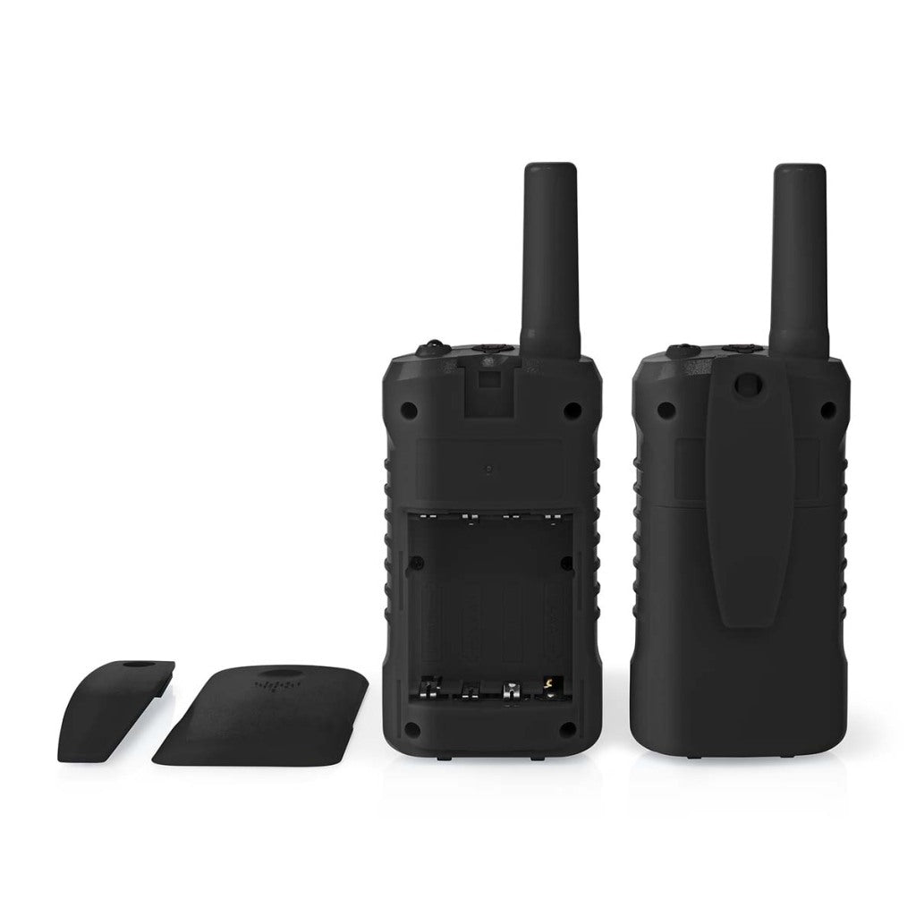 Nedis wltk0610bk walkie talkie set 2 handsets up to 6 km frequency channels: 8 ptt vox up to 3 hours headphone output 2 headsets black