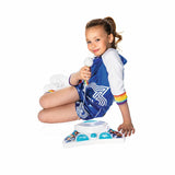 K3 roller disco karaoke microfoon met standaard + licht en geluid
