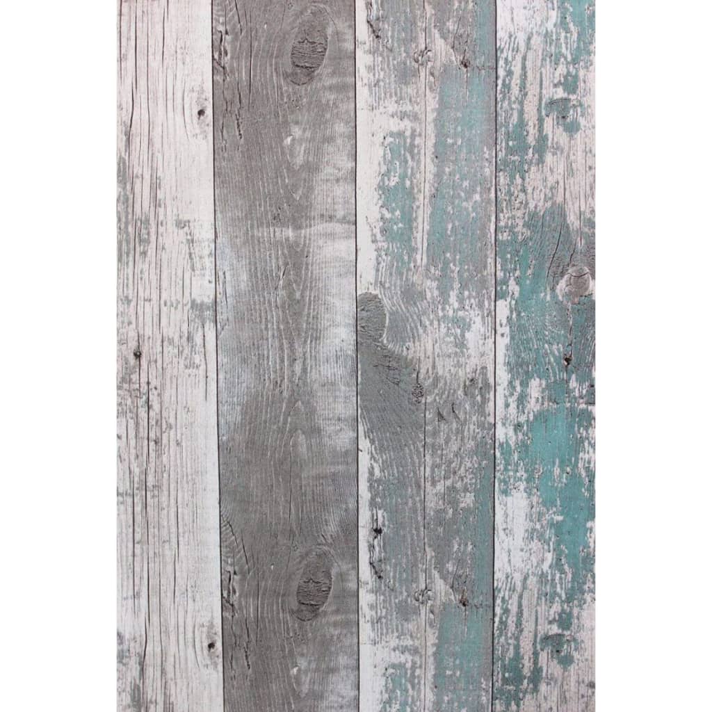 Nordwand Tapete topchische Holzplanken dunkelgrau und blau