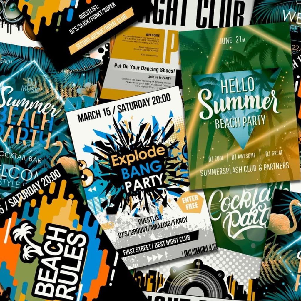 Nordwand Tapete Good Vibe Club Poster grün und orange