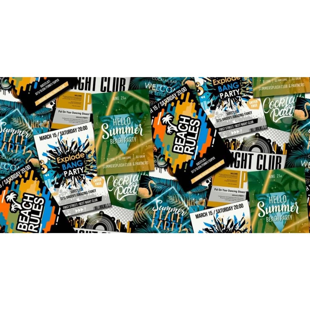 Nordwand Tapete Good Vibe Club Poster grün und orange