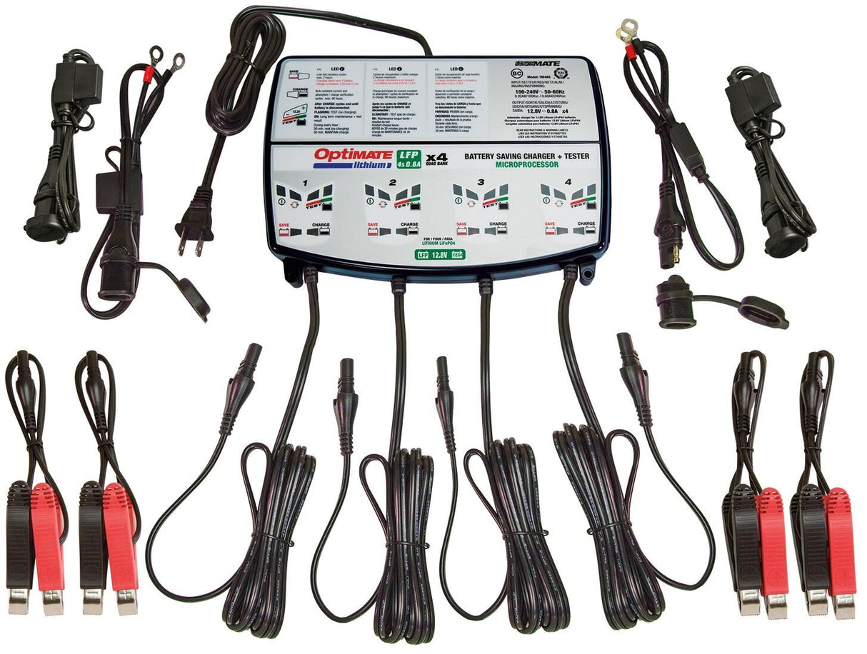 Tecmate acculader optimate lithium 4x0.8a optimate charger lithium 0.8v quad bank