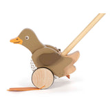 Malá noha - dřevěná push postava Duck s pohyblivou hlavou