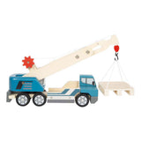 Small foot - blue wooden crane truck with pallet