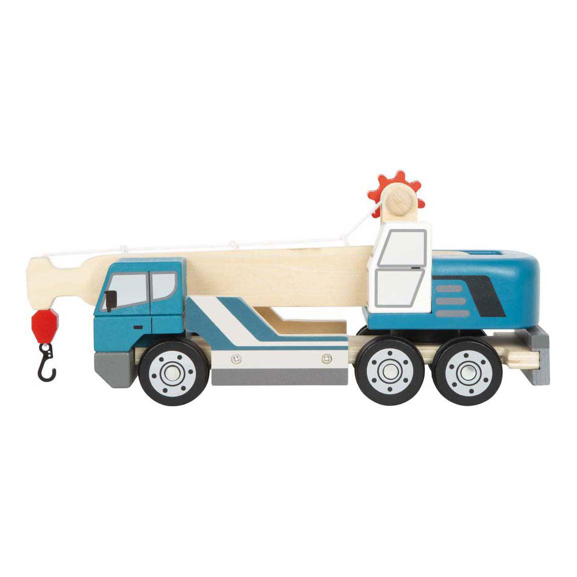 Small Foot - Wooden crane truck blue with pallet