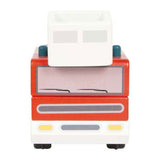 Liten fot - brandbil i trä med roterande stege