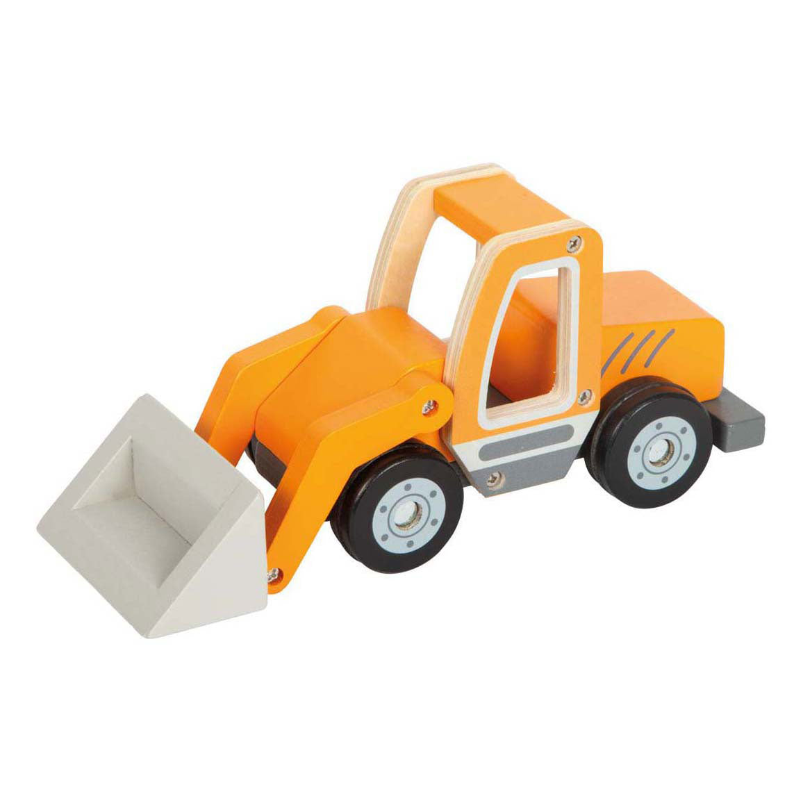Liten fot - trähjullastare med spade
