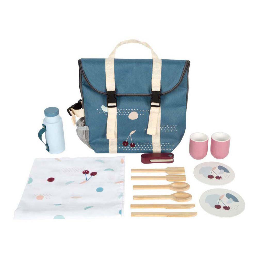 Kleiner Fuß - Rucksack mit hölzernem Picknick leckeres Spielset, 14dlg.