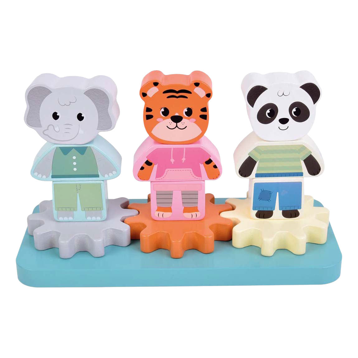 Small foot - wooden stacking game with gears jungle friends fsc