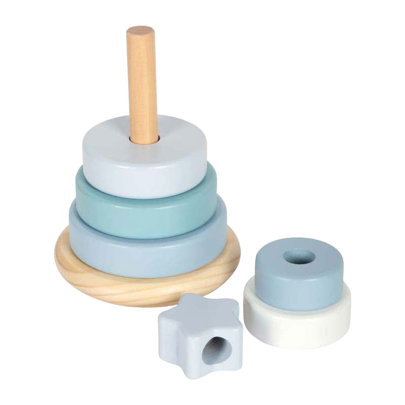 Small foot - houten stapeltoren blauw - 7dlg.