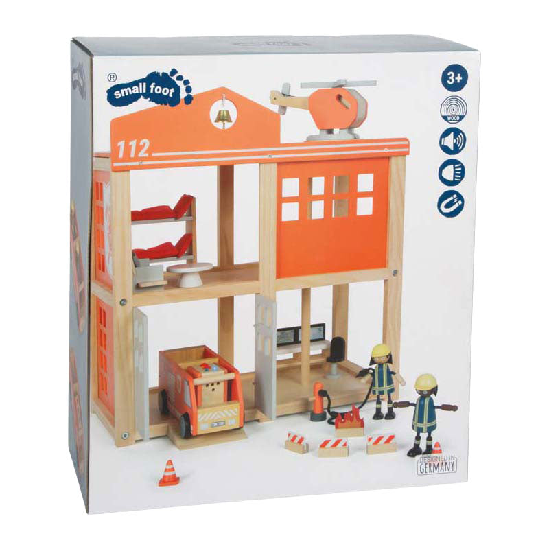 Small foot - houten grote brandweerkazerne met accessoires