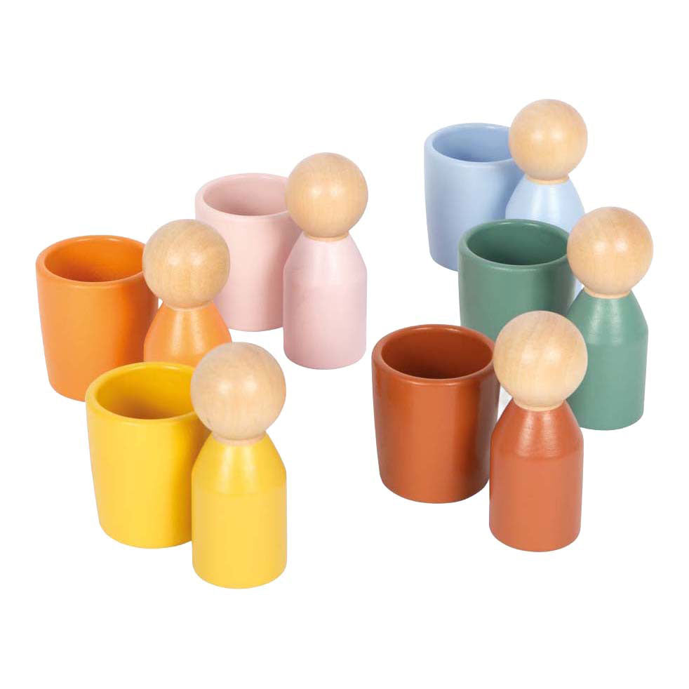 Small foot - wooden Montessori sorting cup with figures